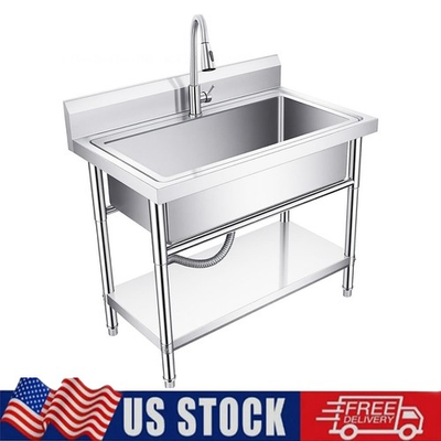 #ad 29x40x23quot; Stainless Steel Utility Sink Freestanding Single Bowl with Faucet $296.65
