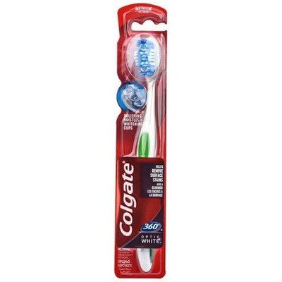 Colgate Optic White Medium 360° Zahnbürste für umfassende Zahnreinigung - 12 Stü