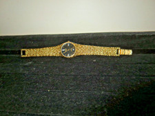 VTG Benrus Quartz Watch Men Gold Nugget Tone Black Diamonds Date(working)