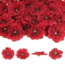 Artificial Flower Heads 2 Inch, Red 50 PCS - Delphinium Silk Flowers