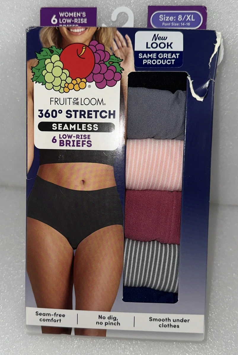 Fruit Of The Loom Mutandine Bikini Senza Cuciture – Confezione Da 6 Pezzi, Taglia 8 Plus, Bianco, Stretch 360°!