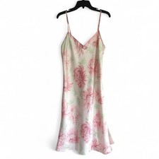 VTG Y2K Pastel Floral Satin Bias Slip Dress Fairy Coquette Romantic Lingerie S