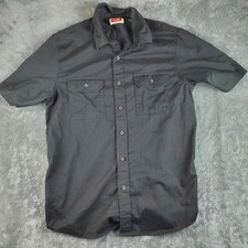 Wrangler Shirt Men's M Black Button Down Short Sleeve Relaxed Fit Flex Comfort