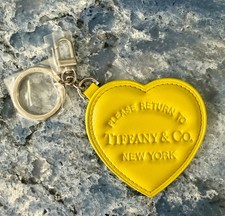 Tiffany  Co. New Chartreuse Leather Heart Keychain - "Return to Tiffany  Co."