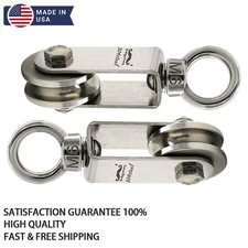 2PCS M6 Stainless Steel Pulley Lifting Wheel Pulley for Rope Cable Pulley Block