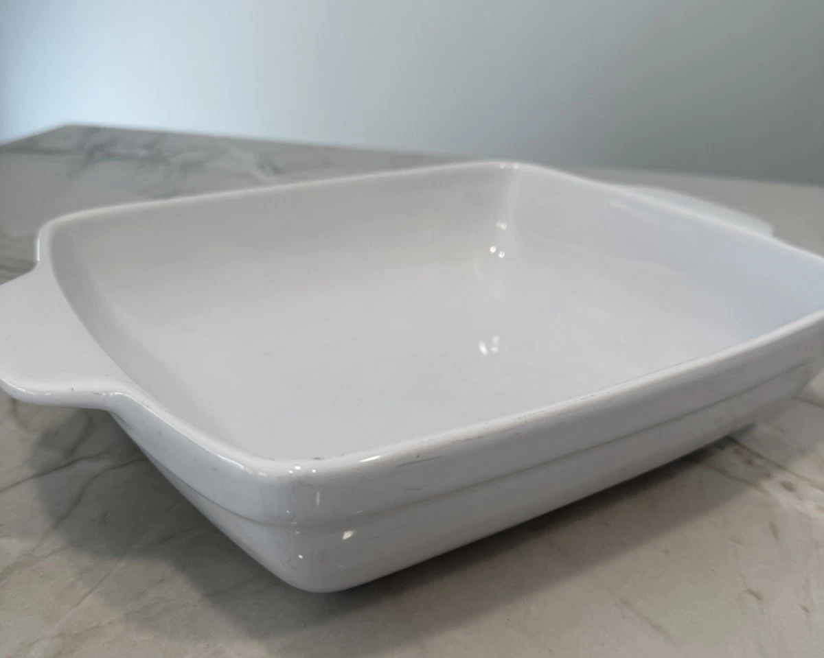 Natural Elements White Stoneware Lasagna Casserole Dish 12" by 10.5" Tab Handles