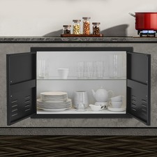 Double Door for Kitchen Pantry Storage Cabinet Cupboard Door Steel 76 53cm