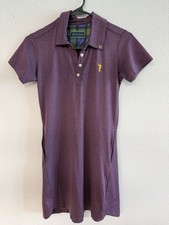 William Murray Purple Solid Collared Shirt Dress Short Sleeve Pockets XS Knee