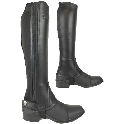AK RIDING SPORTS AK Neu Reitsport Reiten Half Chaps echtes weiches Leder seitlicher Reißverschluss