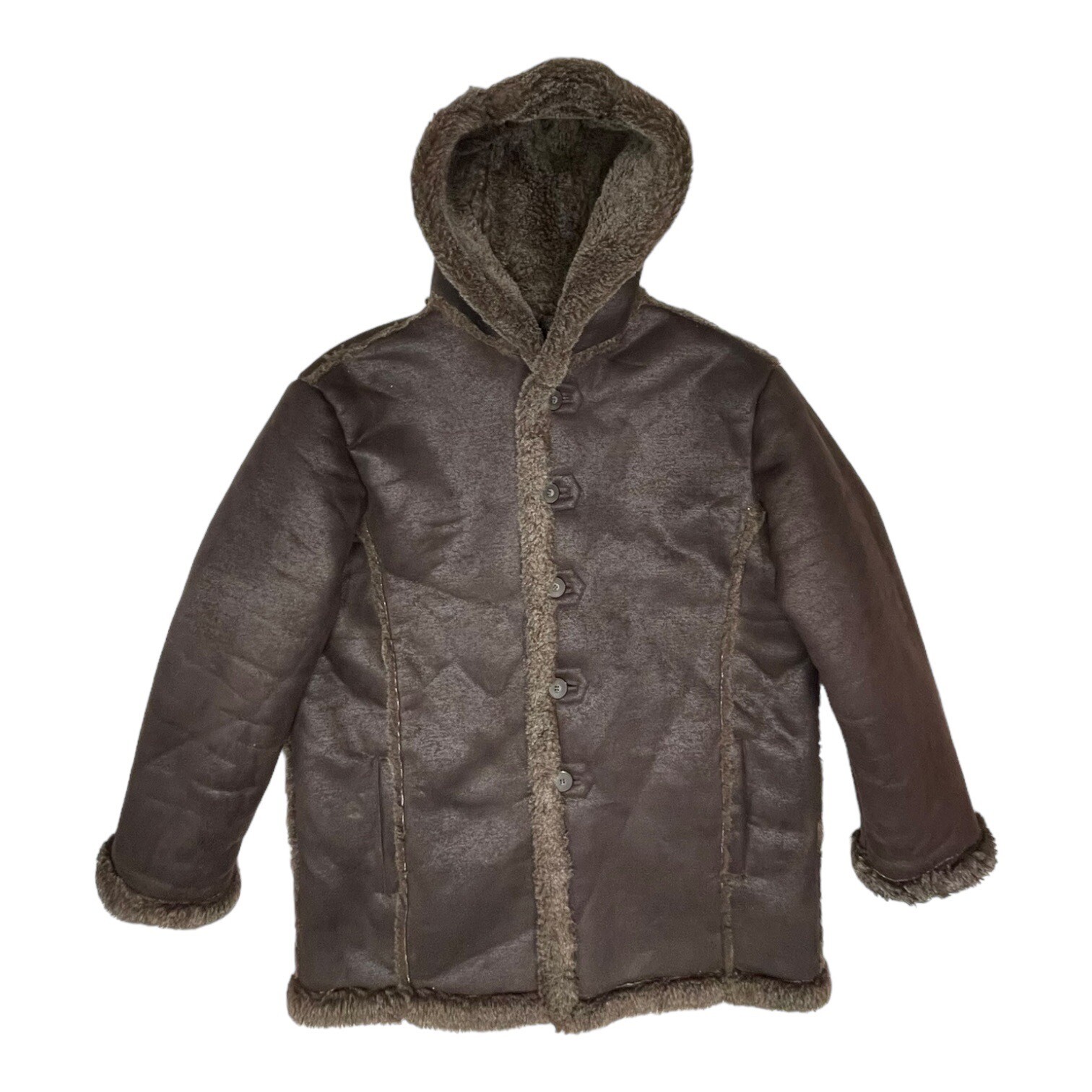 Vintage 90s WILSONS Mens XL Suede Leather Shearling Style Coat Jacket BROWN EVC image 2