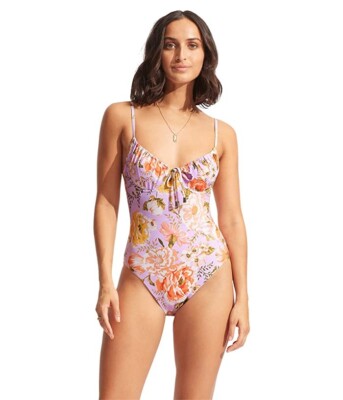 Seafolly Paradise Garden Underwire One-Piece L46338 Womens Swimsuit Size US 4