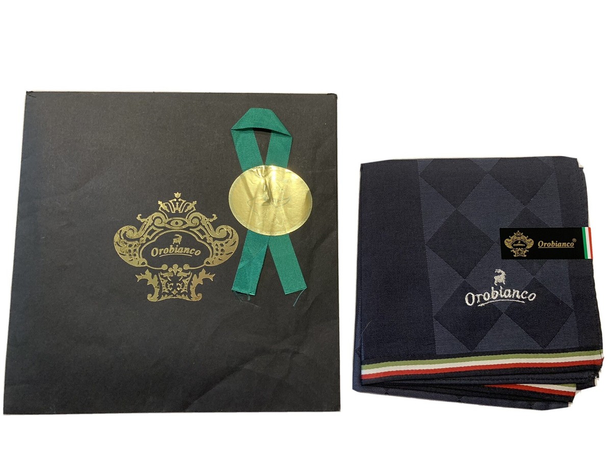 Orobianco Scarf - Navy Blue with Olive, Tan and Rust Stripe | eBay