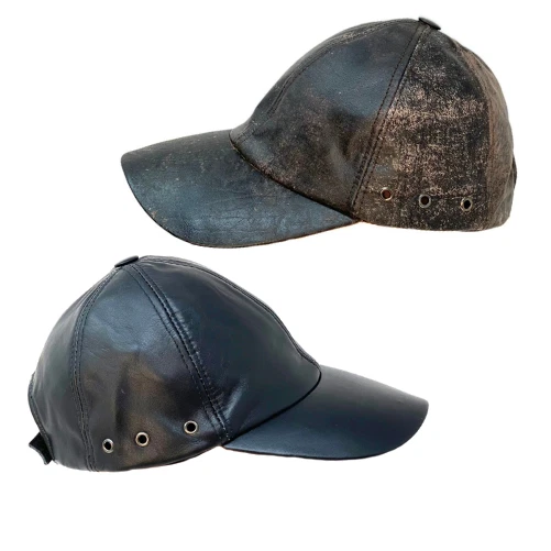 Baseball Cap Leather Outdoor Biker Cap Leather Cap Hat Unisex
