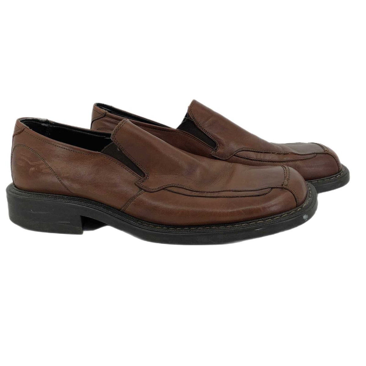 Franco Fortini Brown Leather Loafers | Square Toe & Block  display picture 1