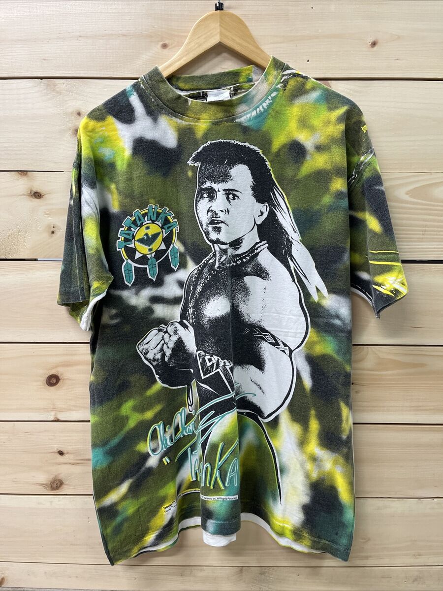 Vintage Tatanka Tie Dye Wwf T Shirt Sz XL AOP 1992 Wwe Aew Vintage Tatanka Tie Dye Wwf T Shirt Sz XL AOP 1992 Wwe Aew