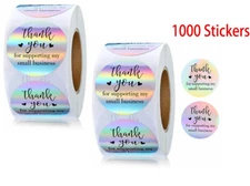 1000PCS Thank You for Supporting My Small Business Stickers Holographic Stickers