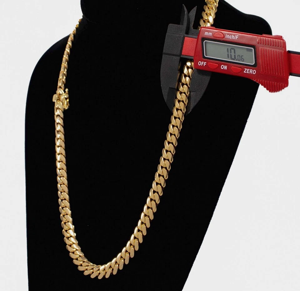 Cadenas de Titanium ® Chapada en Oro 14K Para Hombre Cadena Cubana Joyería 12 MM Foto 3 de 4