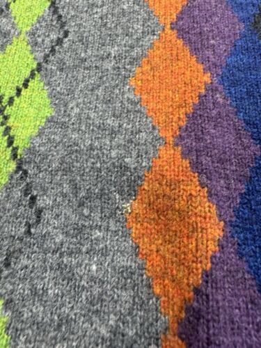 Club Room Mens Large Argyle 100% Lambswool Sweater Grey Classic Outdoor Cabin - Picture 4 of 8