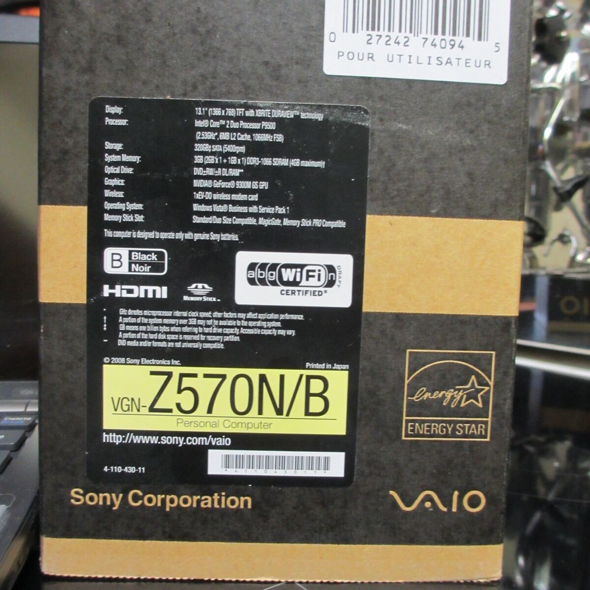 Sony Vaio LAPTOP vintage VGN Z57ON/B 13.1 oem box software Sony Vaio LAPTOP vintage VGN Z57ON/B 13.1 oem box software