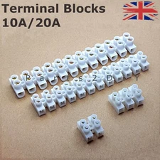 2/3/12 Way Strip Connectors Terminal Block 10Amp/20Amp Choc Cable Wire Join UK