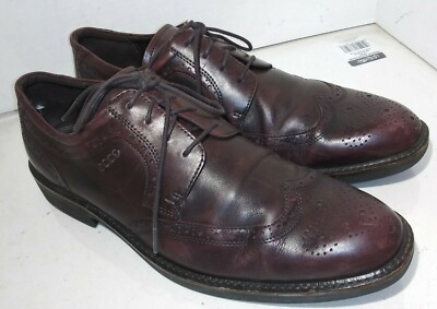 ECCO Mens MELBOURNE Cocoa Leather Wing Tip Dress Shoes EU 47 Size 13.5