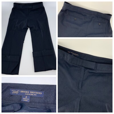 Brooks Brothers Caroline Fit Dress Pants Navy 100% Wool Flat