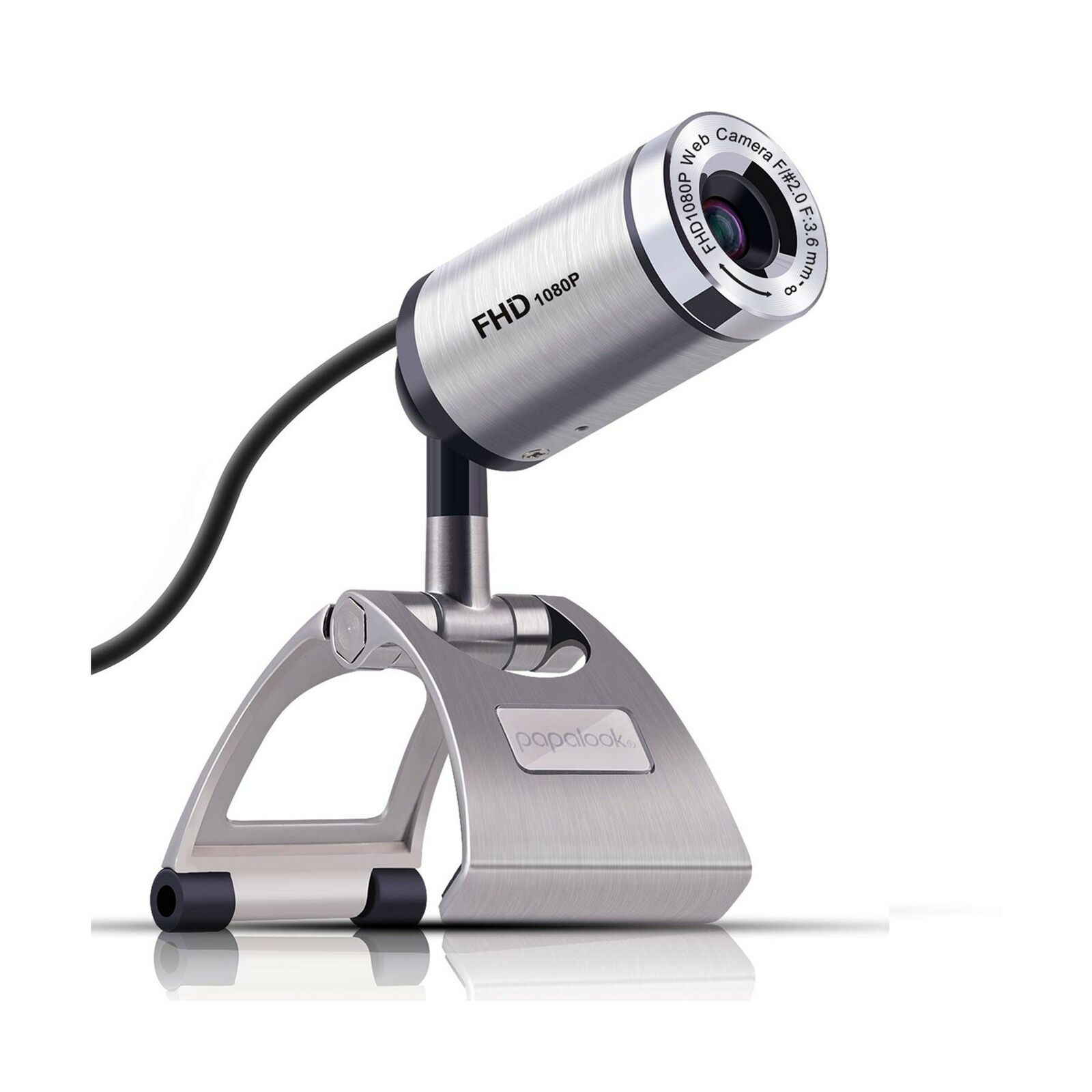Full HD 1080P Webcam, PAPALOOK PA150S Metal Web Camera with Built-in Mic, Plu...