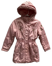 DKNY Girls Size M 10/12 Winter Parka Coat Pink Hooded Sledding Warm