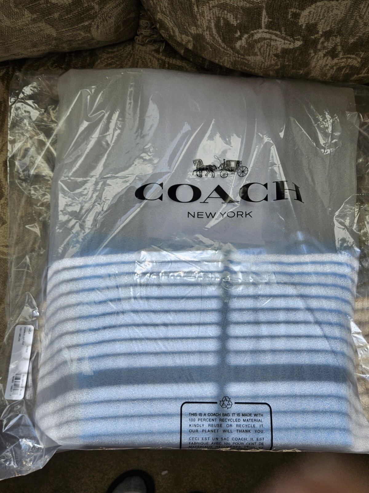 Coach Bright Blue Crossgrain Leather Zip Tote NWT #4454