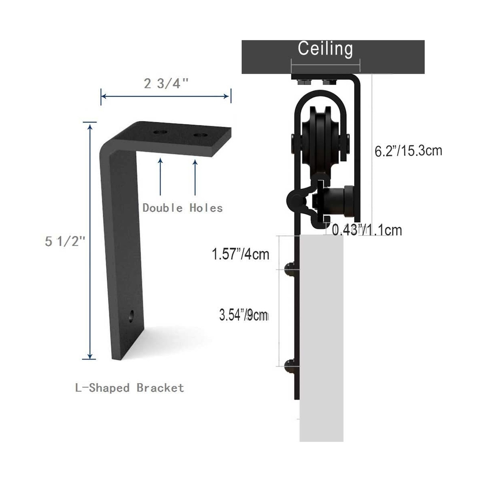 9FT Ceiling Mount Bracket Sliding Barn Door Hardware Kit Black,Strong Bearing...