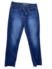 American Eagle Outfitters Jegging Sz 8 Reg Stretch Distressed Frayed Hem