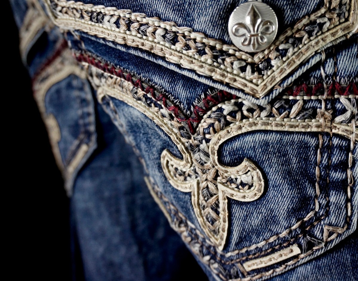 $220 Mens Rock Revival Jeans "Geras" Leather Inserts 30 X 31 View 3