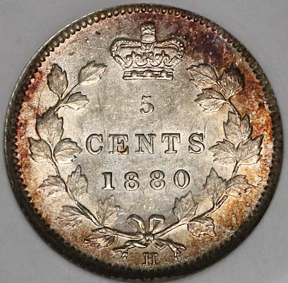 1880-H NGC AU 55 Canada Victoria 5 Cents Heaton Sterling Silver Coin (21111801C) - Image 3 of 4