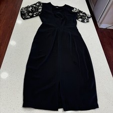 ASOS Black Cream FLORAL EMBROIDERY AND Sequin  DRESS US 6 UK 10