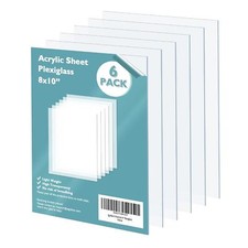Egofine Plexiglass Sheets Acrylic Sheets 6 Pack of 8x10 0.04 Thick Clear Pl...