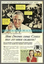 Cigarette Advertising More Doctors Smoke Camels 1946 Retro Vintage Poster Print