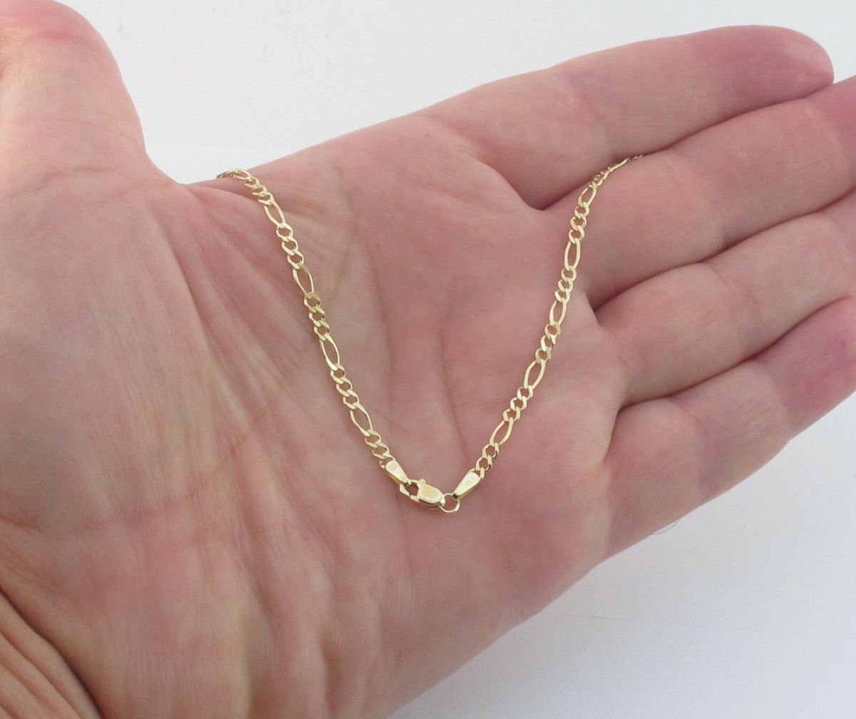 14k Solid Yellow Gold Figaro Chain 16
