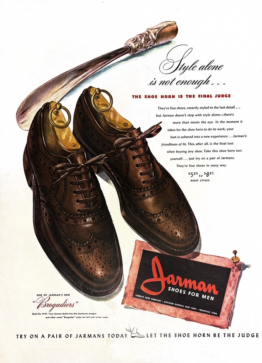 1942 MEN'S SHOES Original Vintage Print Ad Jarman | eBay