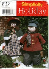 "46"  38" Dolls"  1998 Simplicity Holiday Sewing Pattern  8415 UNCUT Christmas