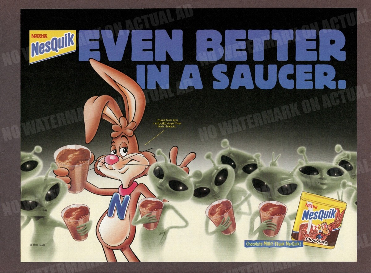 Nestle Nesquik Chocolate Milk Bunny Alien Invaders 1999 Trade