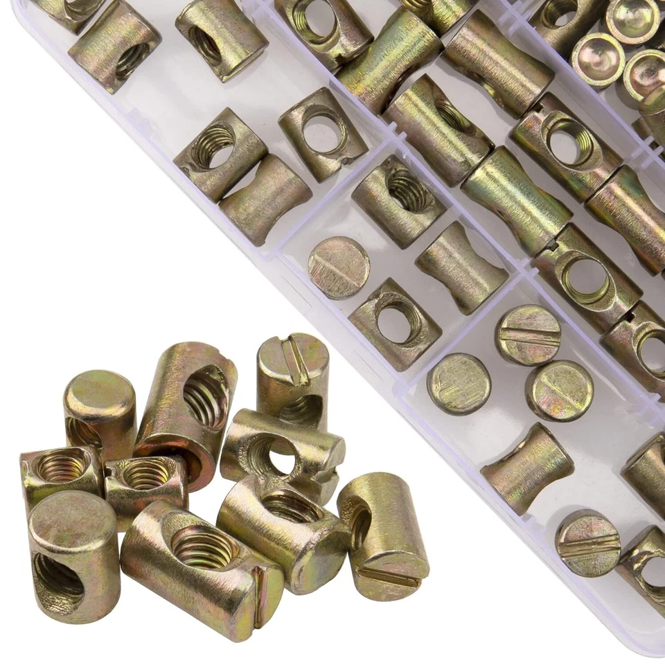 Tuercas ranuradas de pasador cruzado de barril métrico M6 M8 70 piezas para muebles camas sillas... Foto 3 de 3