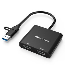 USB 3.0 to Dual HDMI Adapter, USB to 2 HDMI Multiple Monitor 4K 1080P 60HZ Fu...
