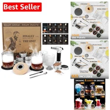 Luxury Whiskey Cocktail Smoker Kit: 6 Flavors, Oak Wood, Butane-Free Torch