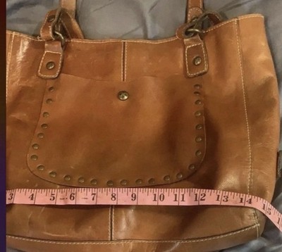 Patricia Nash Benvenuto Large Leather Tote Shoulder Bag Soft Caramel Brown