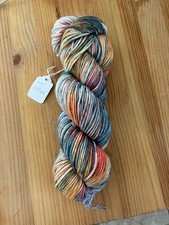 Hand made 100 Superwash Merino Wool Blue/White/Pink/Gray/Orange Yarn 3,5 oz.