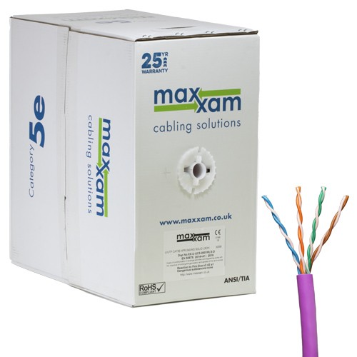 Cablenet Cat5e Violet U/UTP LSOH 24AWG Solid CPR Cca Cable 305m Reelex Box