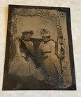 Antique Tintype Photo Two Ladies Girlfriends Beautiful Hats