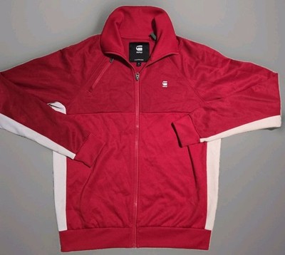 G Star Raw Men s Track Jacket Red White Size Medium Full-Zip 