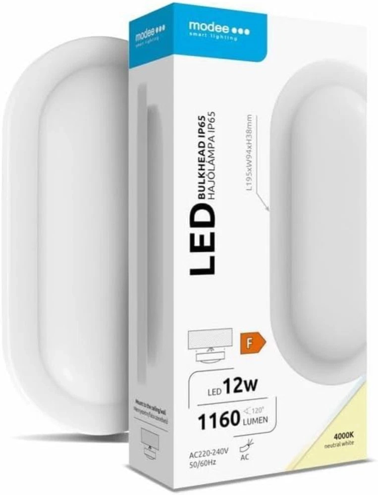 Modee Lampada da Parete LED impermeabile ovale 12W 1160lm 4000K IP65 BIANCA