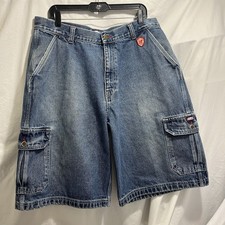 VTG Mecca USA Denim Cargo Shorts Mens 36 Baggy Hip Hop Streetwear Y2K Skate
